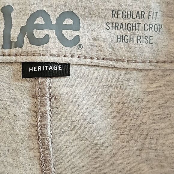 Lee Women Regular Fit High Rise Straight Crop Knit Pants Heather Gray Stretch 14 - Picture 11 of 12